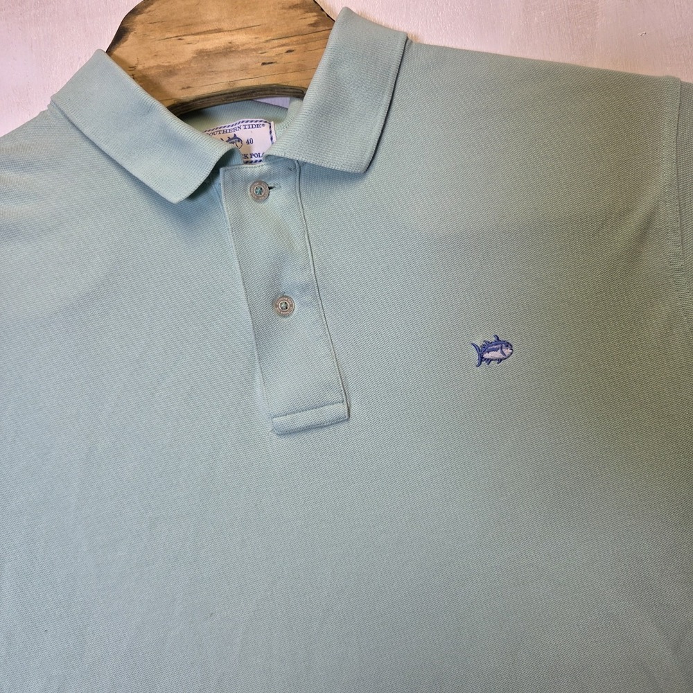 Southern Tide Men's The Skipjack Polo Shirt Striped Short Sleeve Mint Sz 40 L